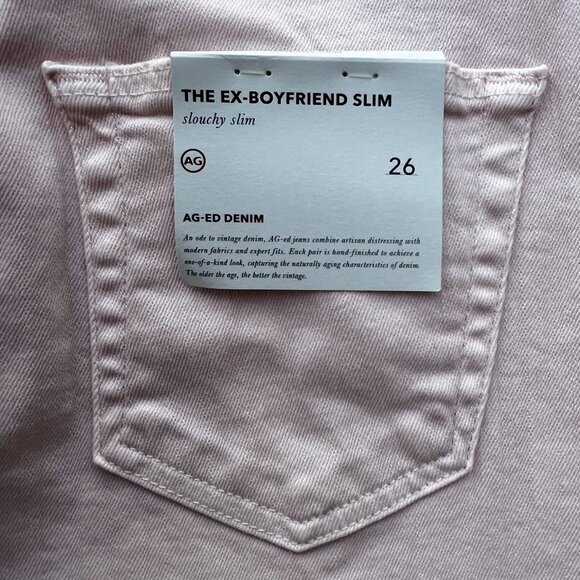 AG ADRIANO GOLDSCHMIED THE EX BOYFRIEND SLIM WOMEN’S JEANS 26 Pink Low Rise NWT - Picture 10 of 16